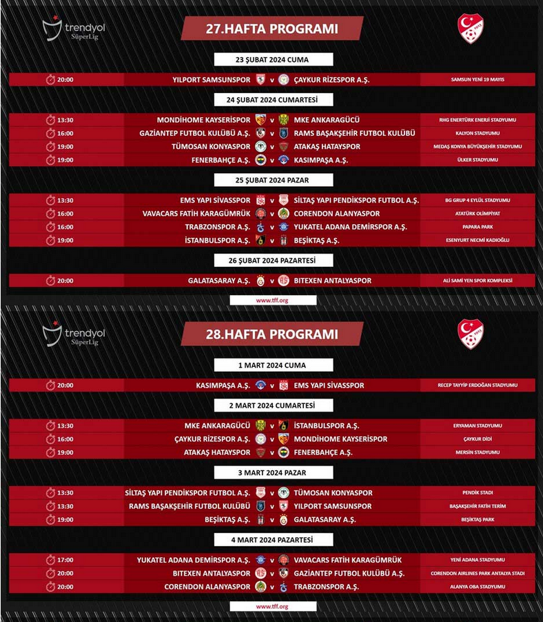 Screenshot 2024 02 16 At 16 03 50 Süper Lig'de Derbi Tarihleri Belli Oldu Tele1