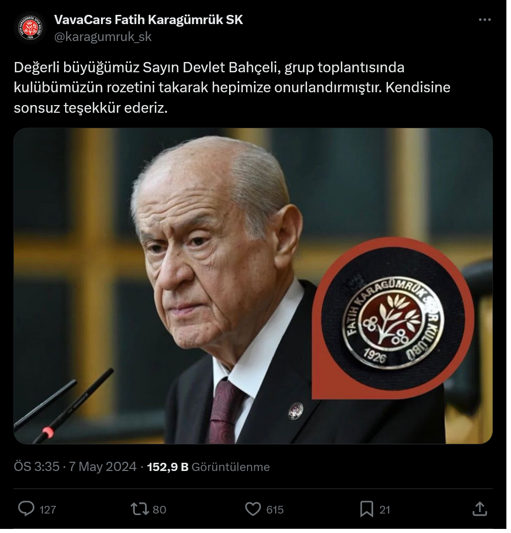 VavaCars Fatih Karagümrük SK'nın paylaşımı