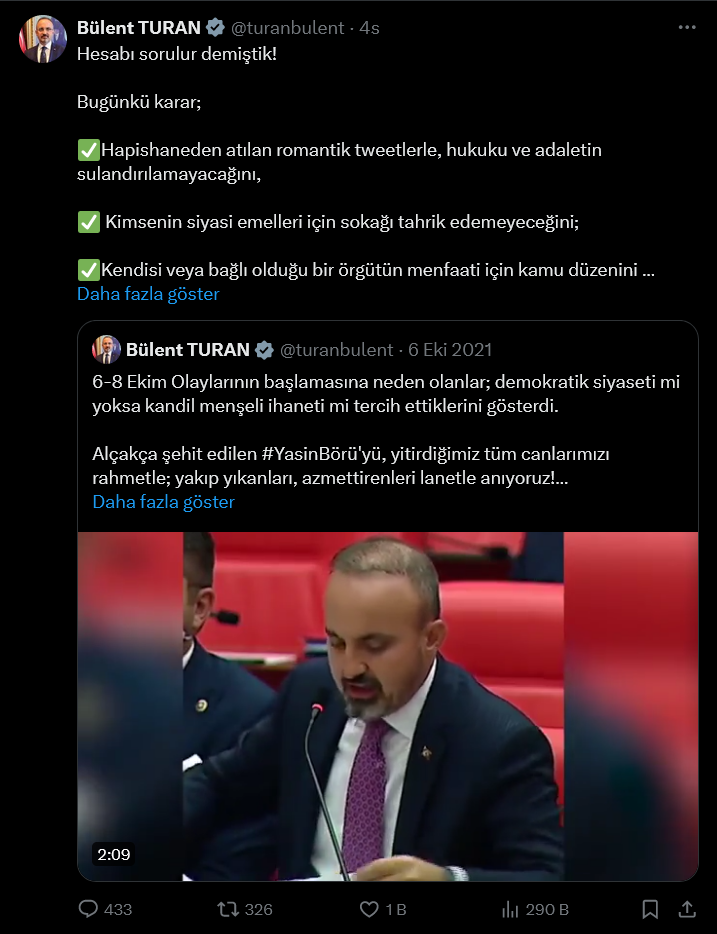 Bülent Turan'ın paylaşımı