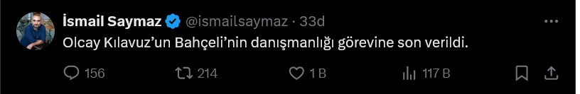  İsmail Saymaz'ın paylaşımı