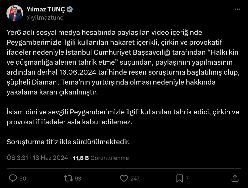 Yılmaz Tunç'un paylaşımı