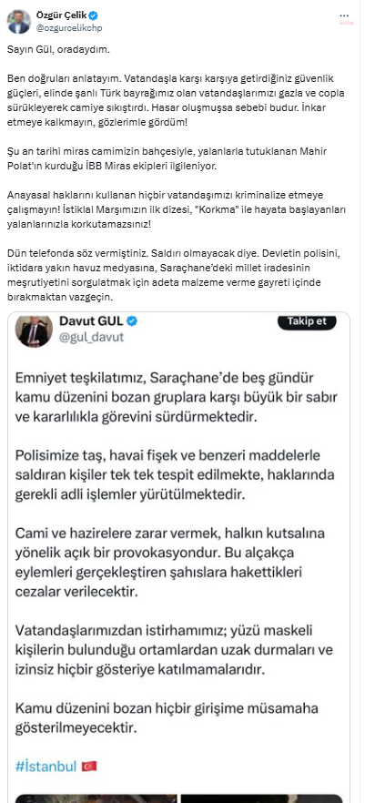 Özgür Çelik'ten Vali Gül'e Yanıt
