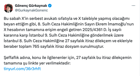 Avukat Gönenç Gürkaynak açıklama