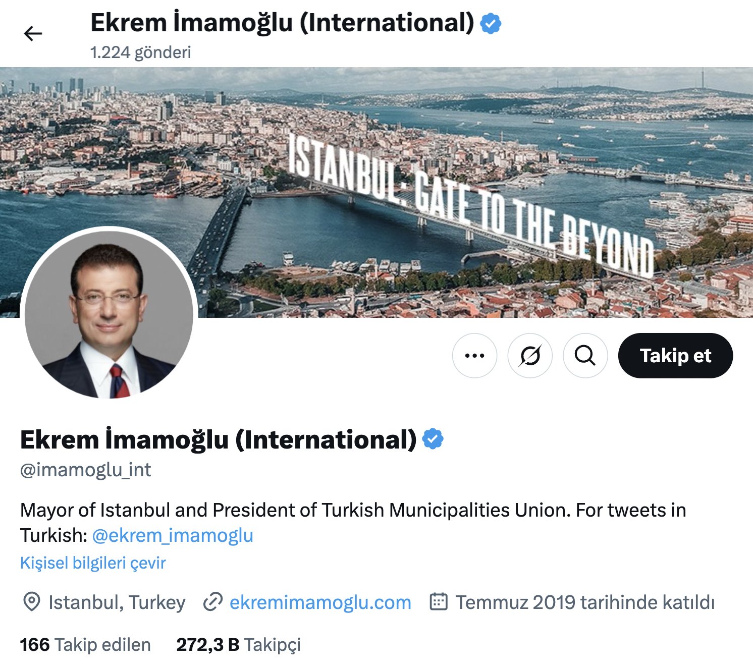 Ekrem İmamoğlu'nun Yeni Ana Hesabı