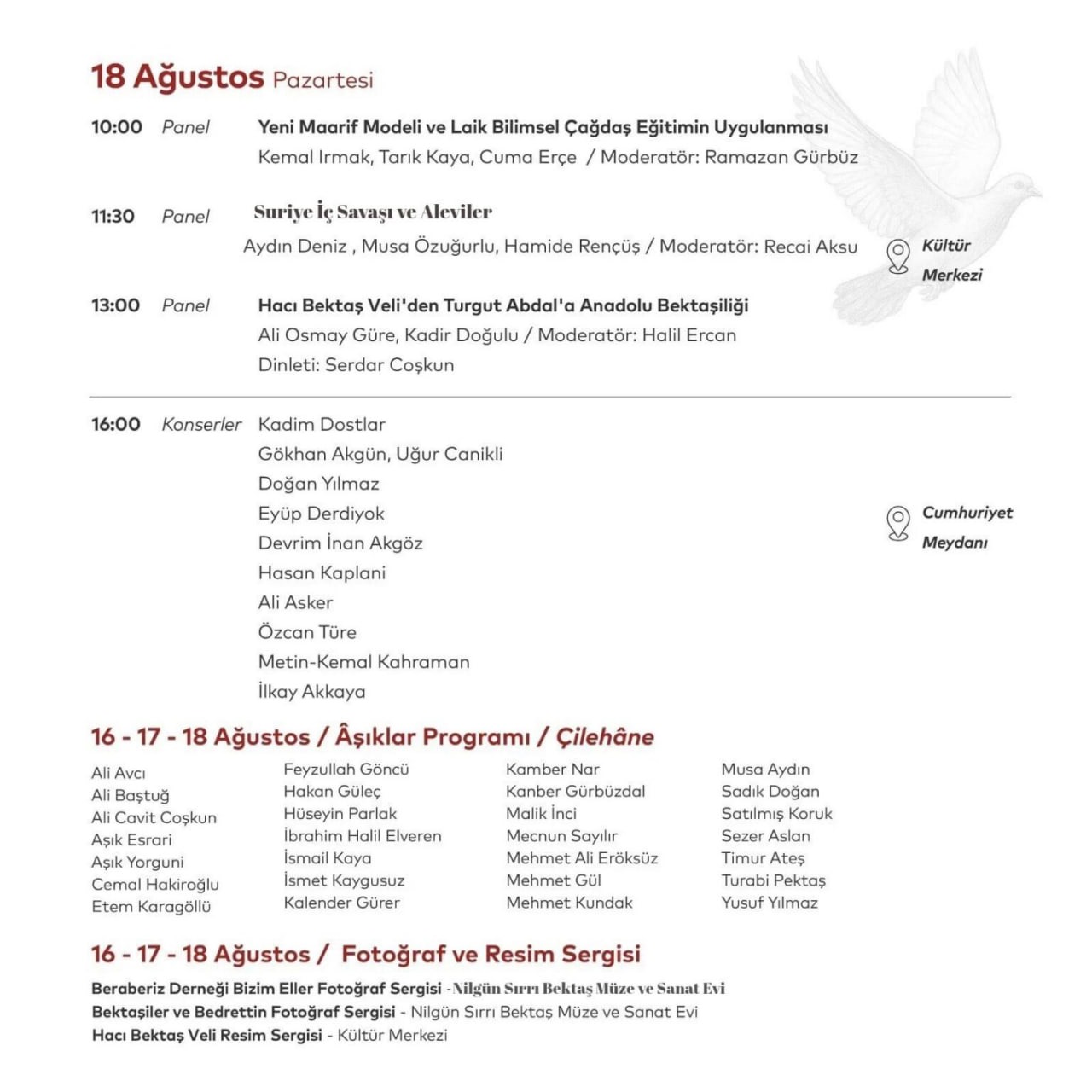 Hacı Bektaş Veli Program Içeriği 18 Ağustos