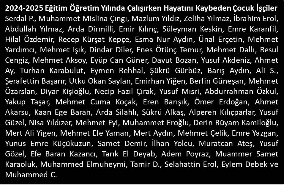 Hayatını Kaybeden Çocuklar