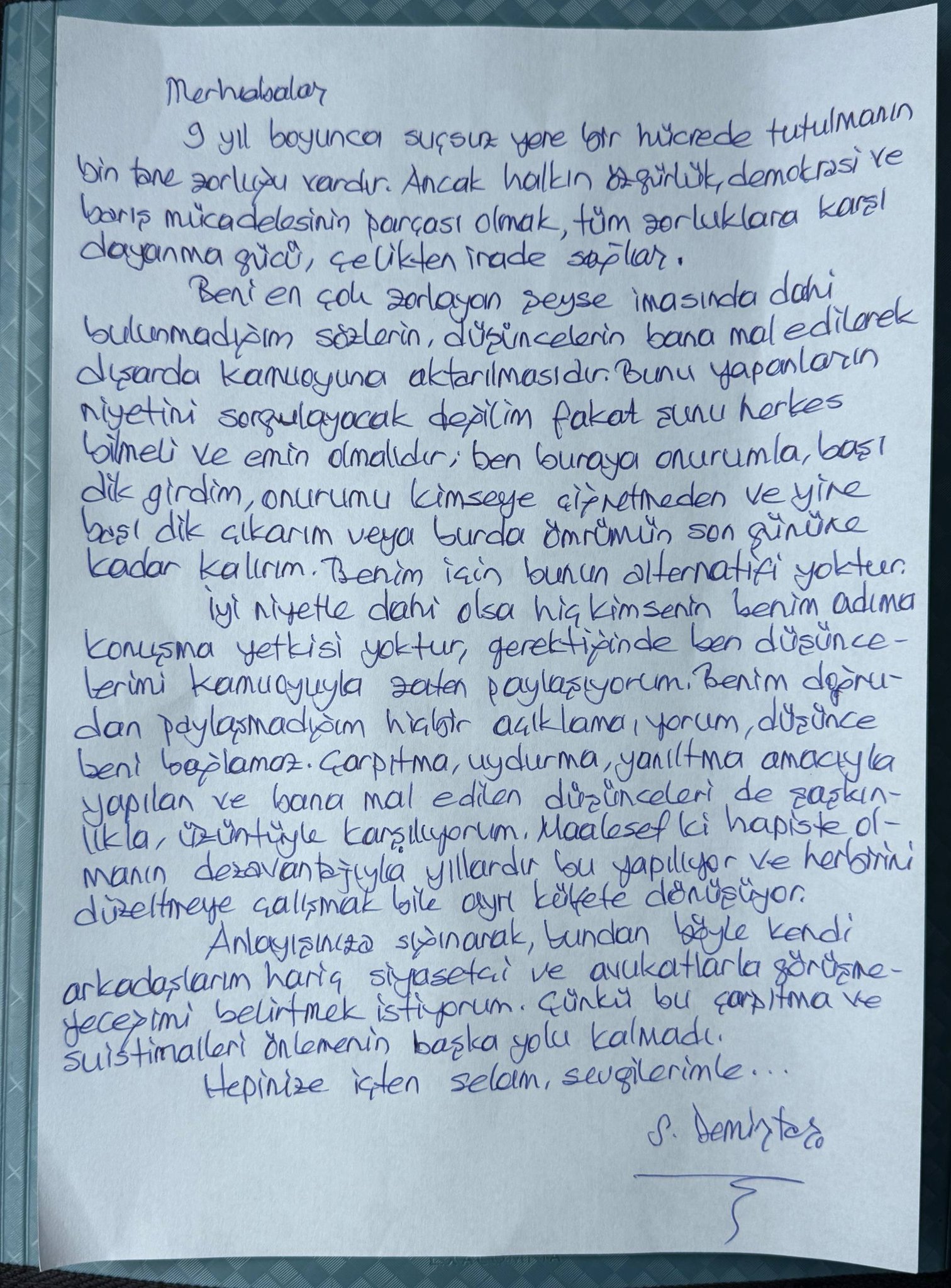 Demirtaş'ın Mektubu